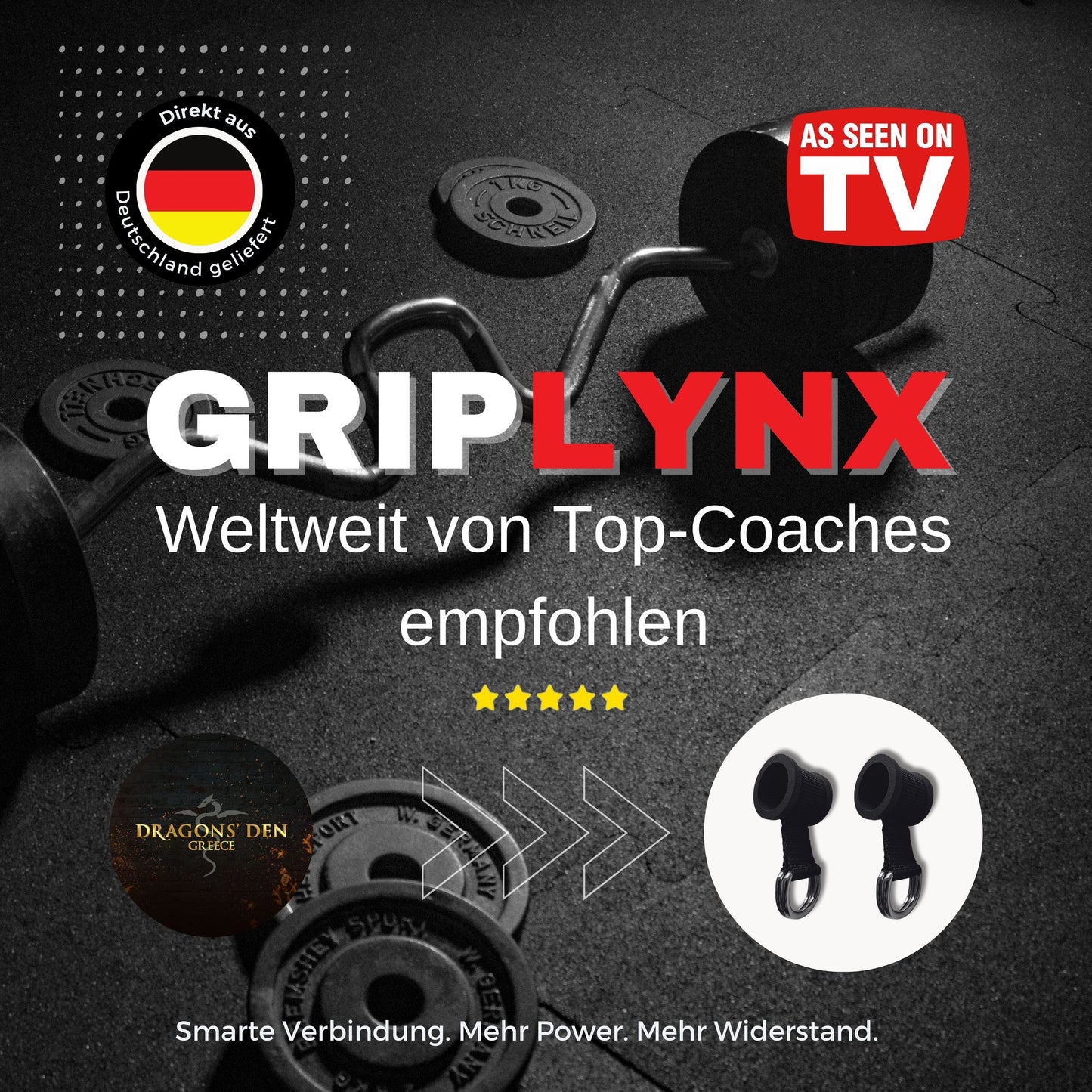 GRIPLYNX LITE – Innovatives Adapter-System für Langhanteln & Widerstandsbänder (bis 32 mm)