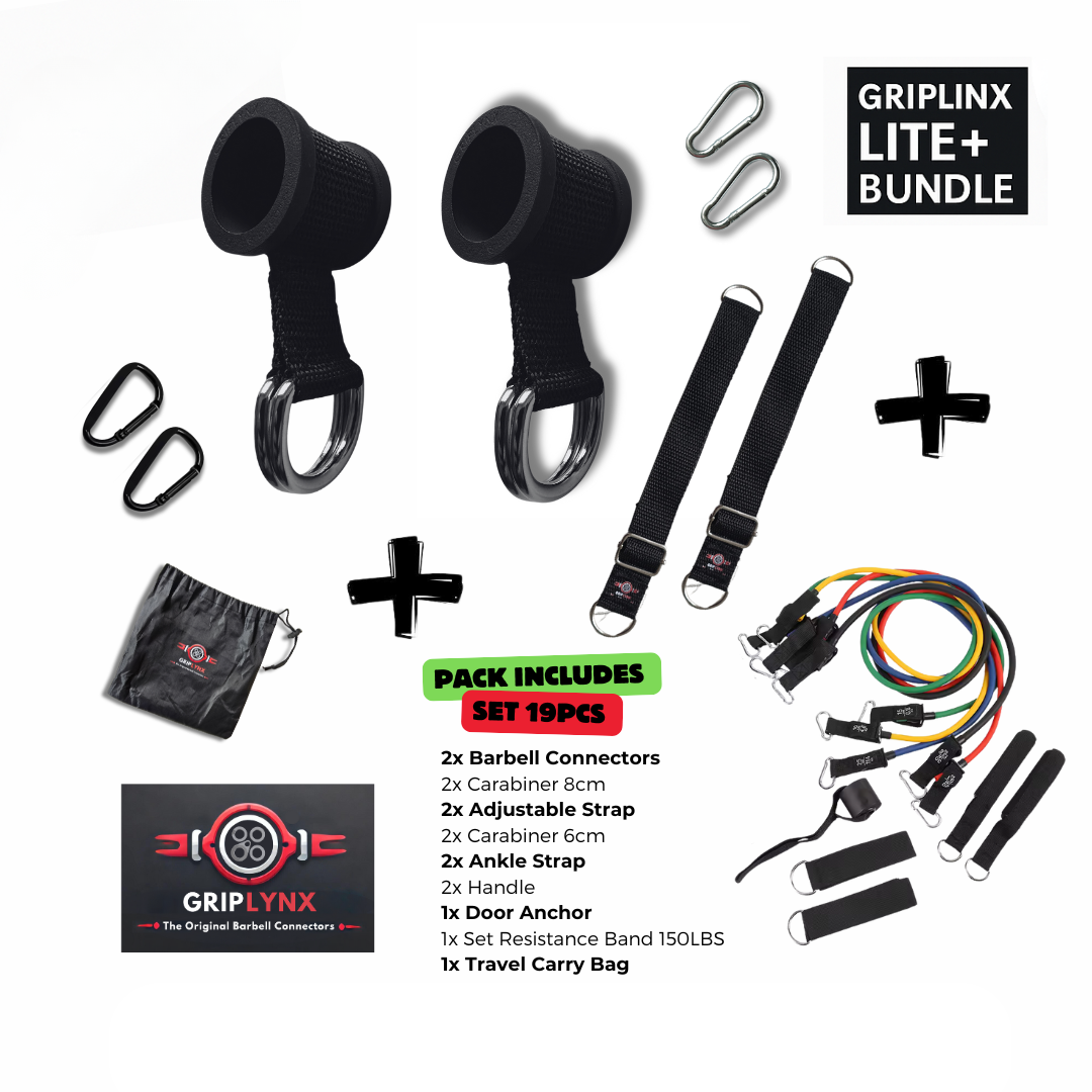 GRIPLYNX LITE –  Barbell Connectors + Ressistance Bands Bundle (fits bars up to 32 mm)